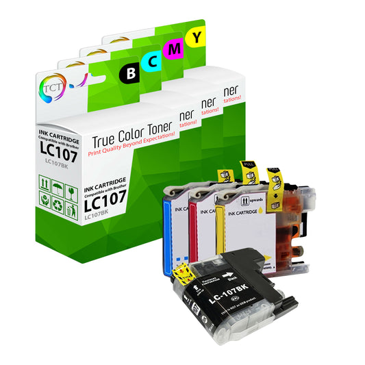 TCT Compatible Ink Cartridge Replacement for the Brother LC107 LC105 Series - 4 Pack (B, C, M, Y)