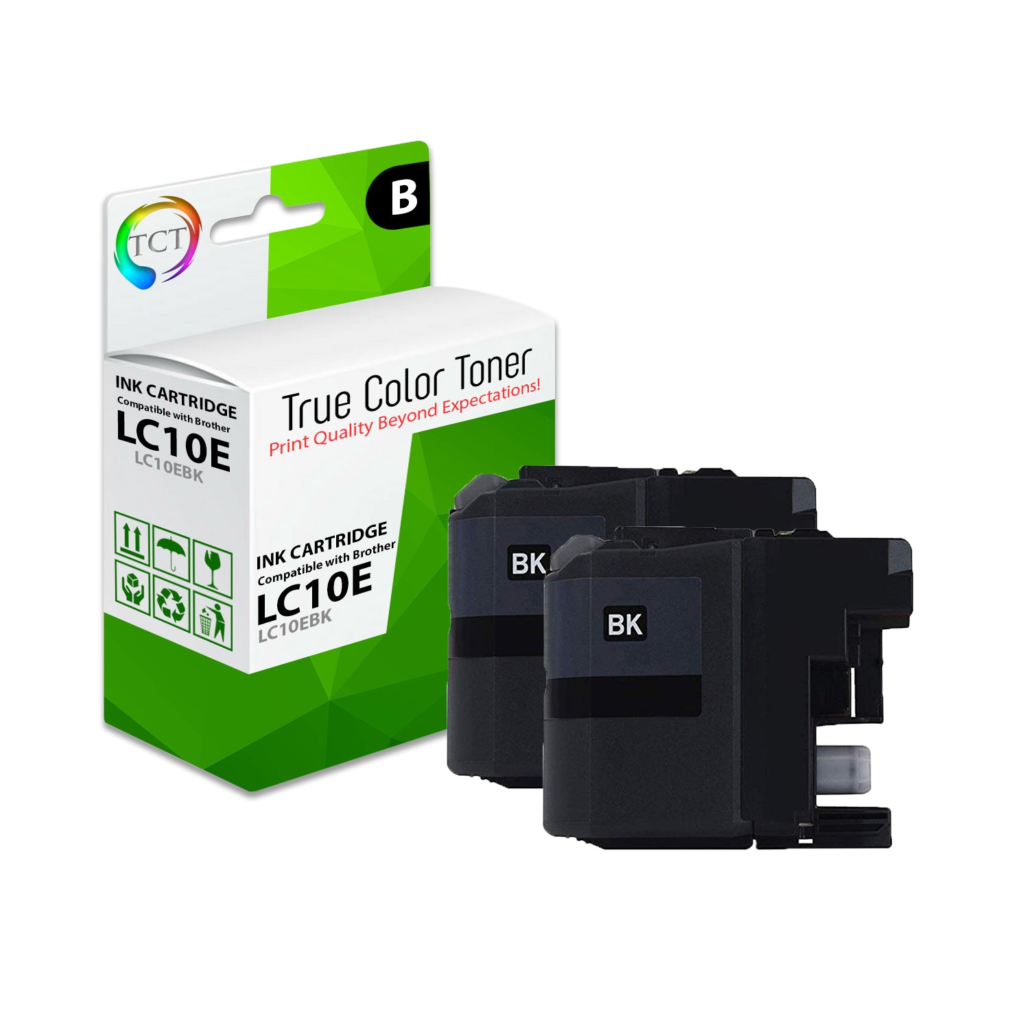 TCT Compatible Ink Cartridge Replacement for the Brother LC10E Series - 2 Pack Black