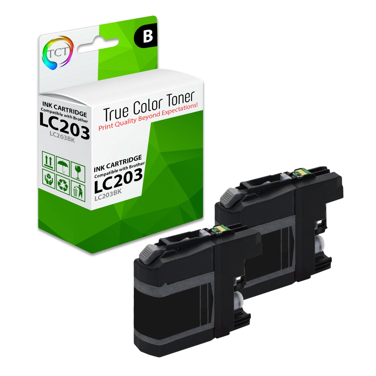 TCT Compatible Ink Cartridge Replacement for the Brother LC203 Series - 2 Pack Black