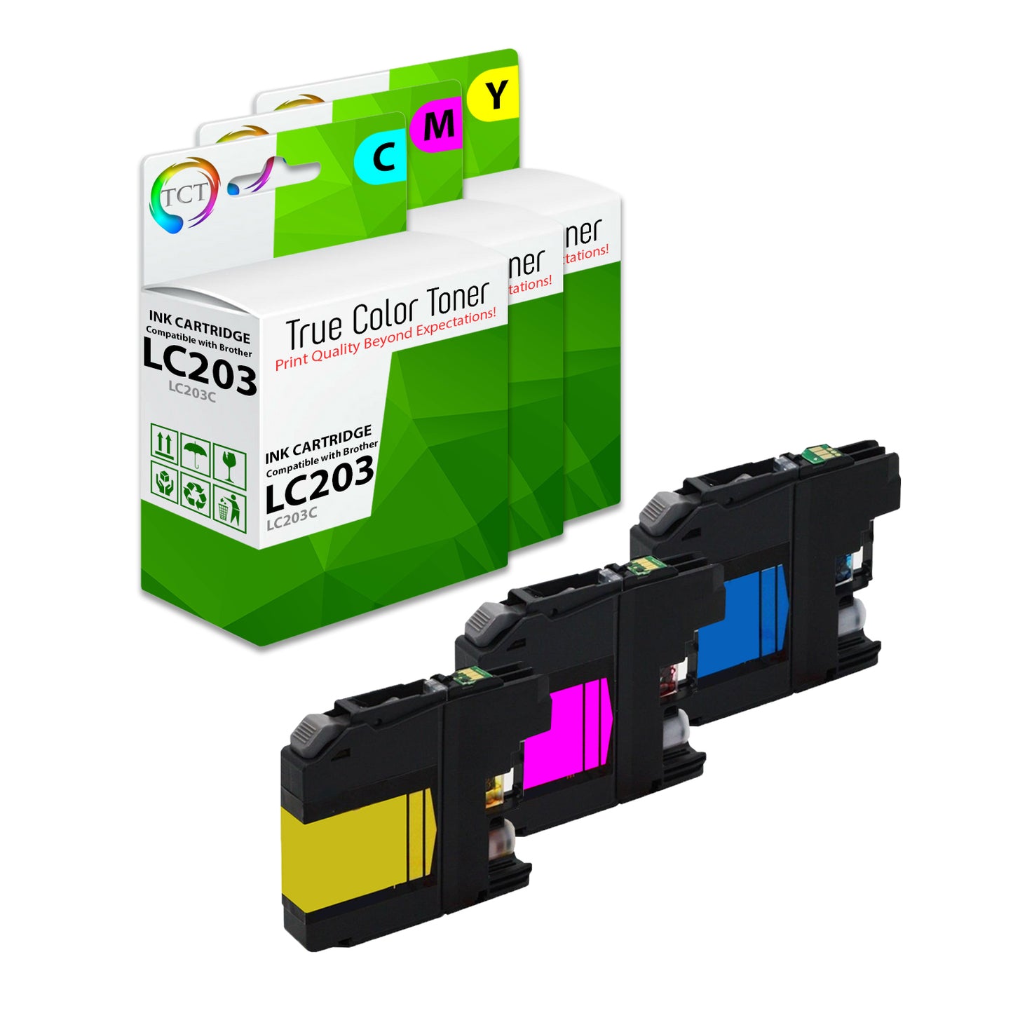 TCT Compatible Ink Cartridge Replacement for the Brother LC203 Series - 3 Pack (C, M, Y)