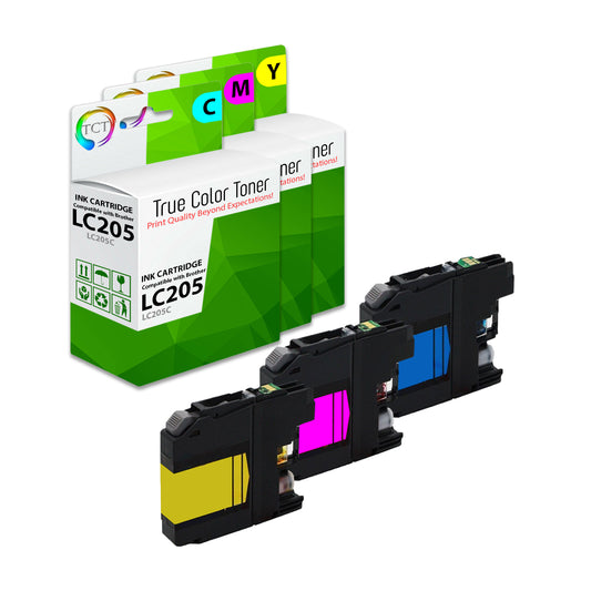 TCT Compatible Ink Cartridge Replacement for the Brother LC205 Series - 3 Pack (C, M, Y)