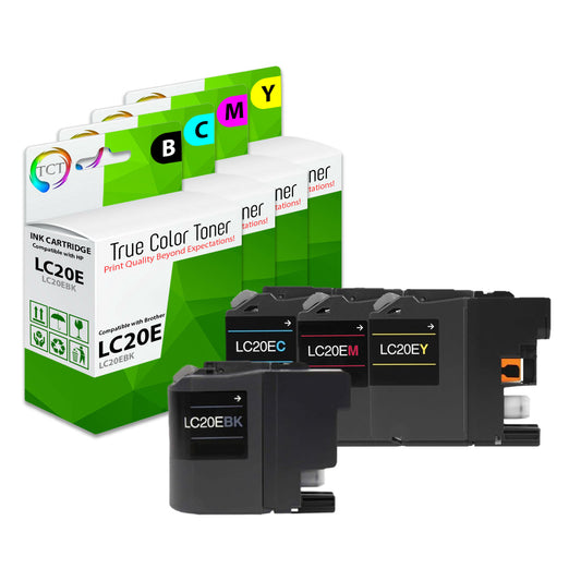 TCT Compatible Super HY Ink Cartridge Replacement for the Brother LC20E Series - 4PK (B,C,M,Y)