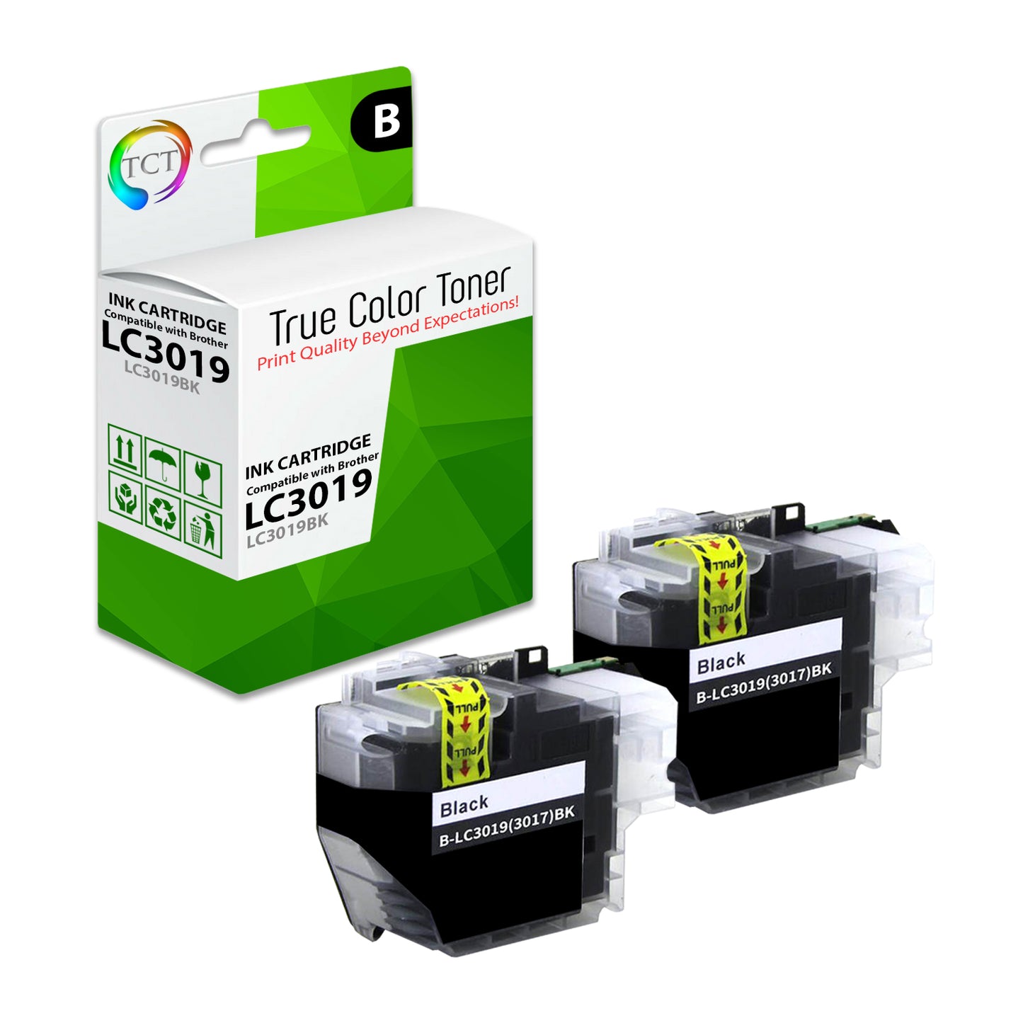 TCT Compatible Super HY Ink Cartridge Replacement for the Brother LC3019 Series - 2 Pack Black