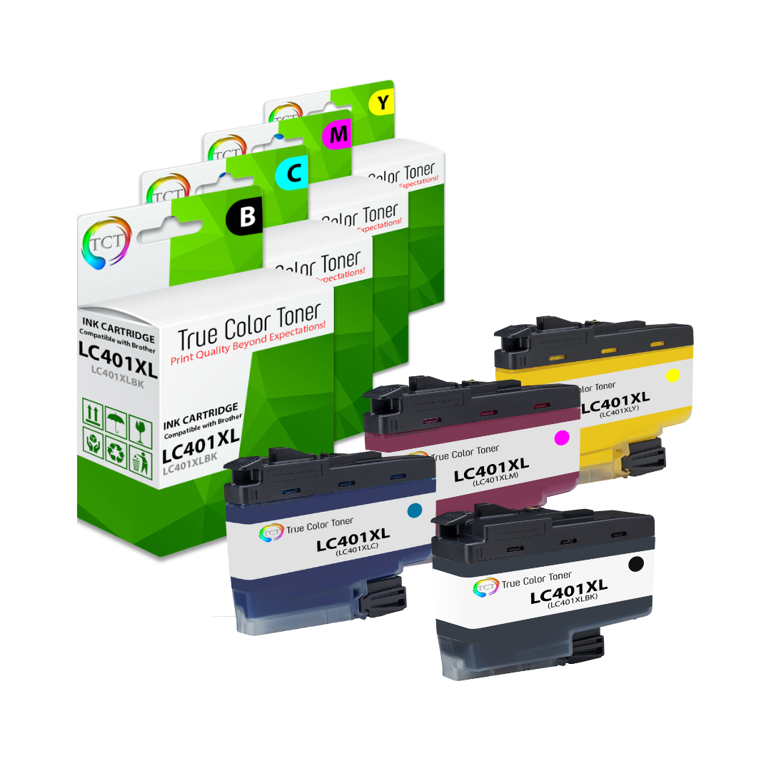 TCT Compatible Ink Cartridge Replacement for the Brother LC401 Series -  4 Pack (B,C,M,Y)