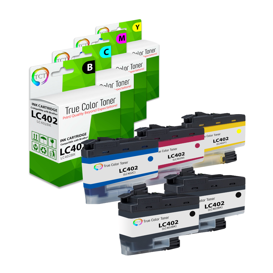 TCT Compatible Ink Cartridge Replacement for the Brother LC402 Series -  5 Pack (B,C,M,Y)