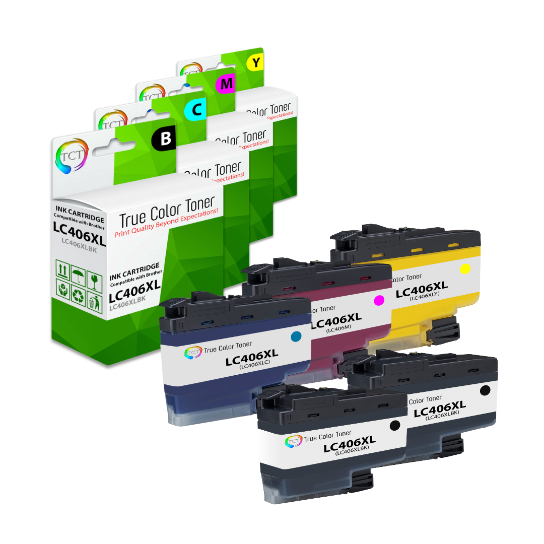 TCT Compatible HY Ink Cartridge Replacement for the Brother LC406XL Series - 5 Pack (BK, C, M, Y)