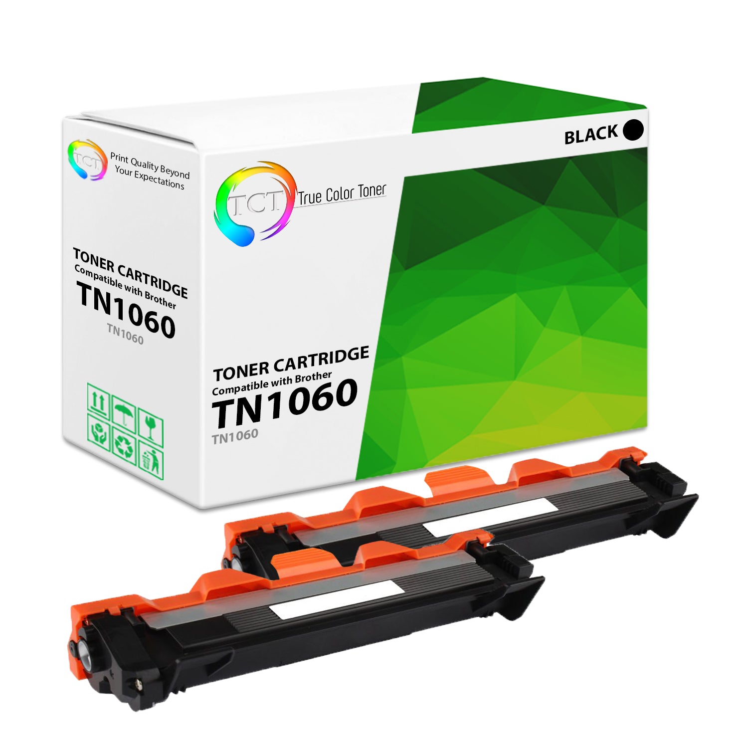 TCT Compatible Toner Cartridge Replacement for the Brother TN1060 Series - 2 Pack Black