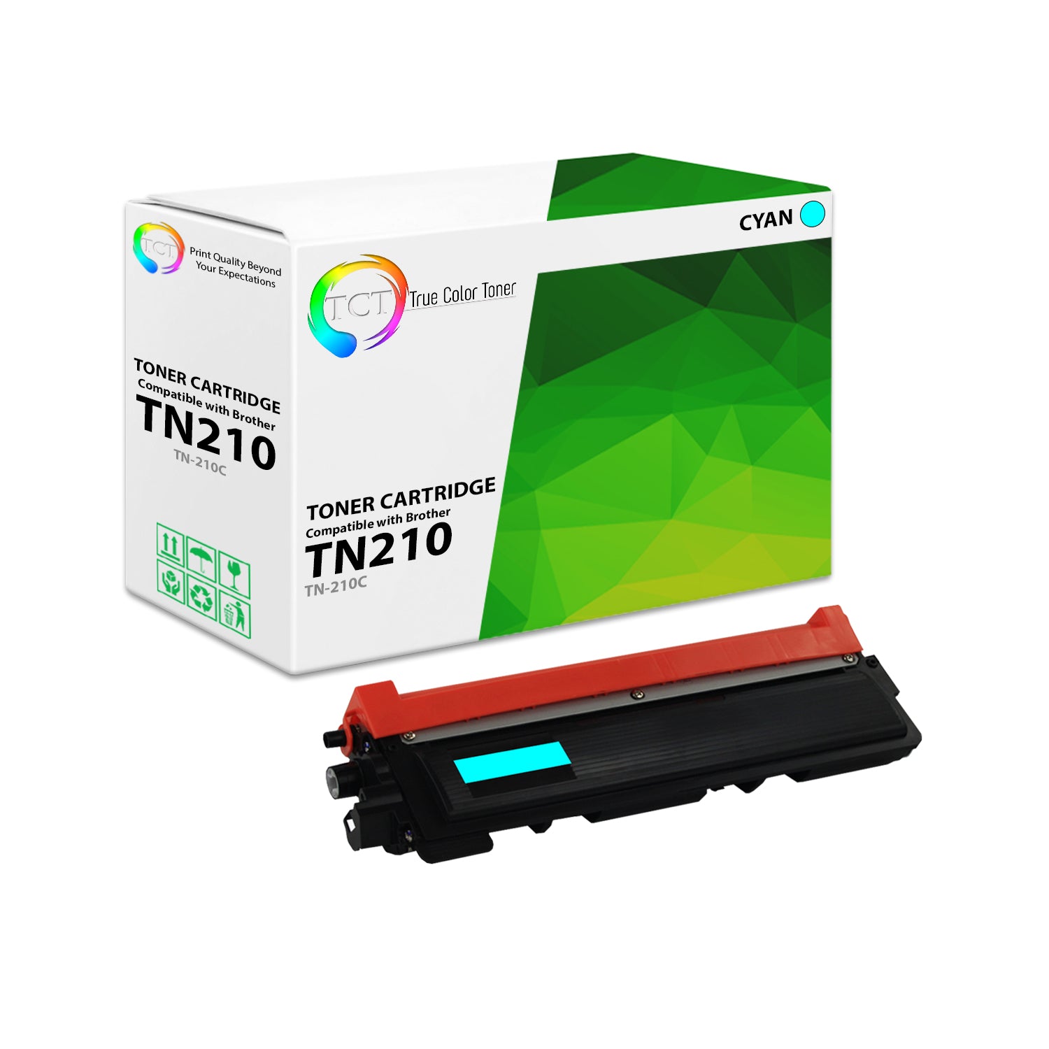 TCT Compatible Toner Cartridge Replacement for the Brother TN210 Series - 1 Pack Cyan