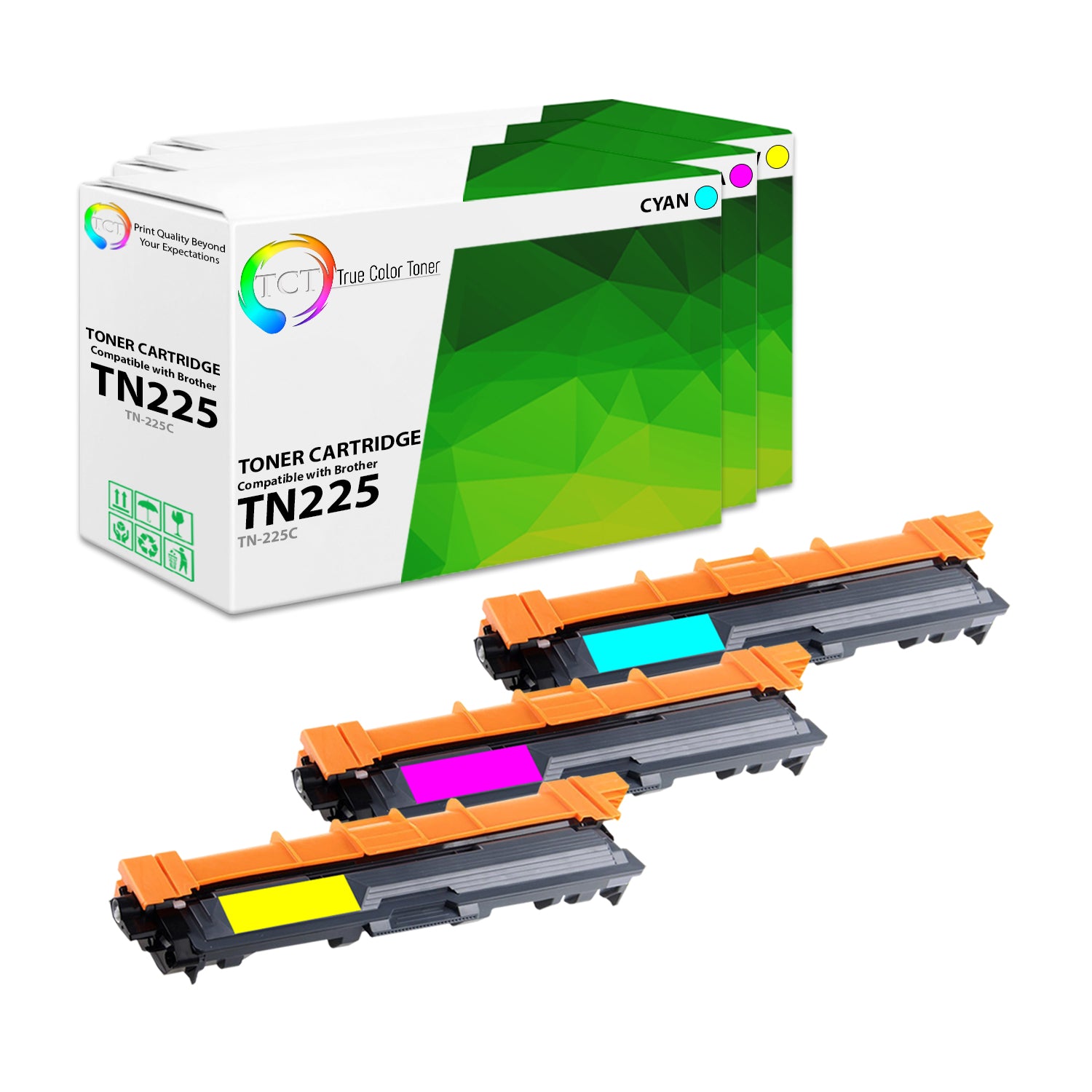 TCT Compatible HY Toner Cartridge Replacement for the Brother TN225 Series - 3 Pack (C, M, Y)