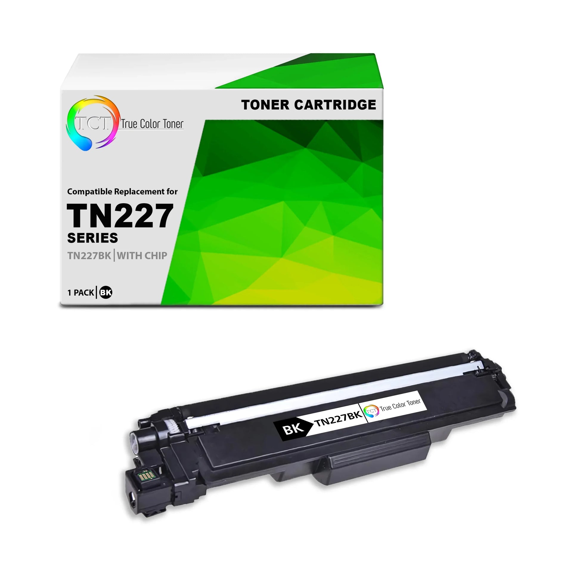 TCT TN227 Black Toner Cartridge - Premium Compatible Replacement for Brother TN227 TN-227 TN227BK Black - True Color Toner