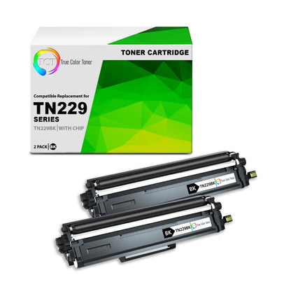 TCT TN229 Black Toner Cartridge 2 Pack - Premium Compatible Replacement for Brother TN229 TN-229BK - True Color Toner