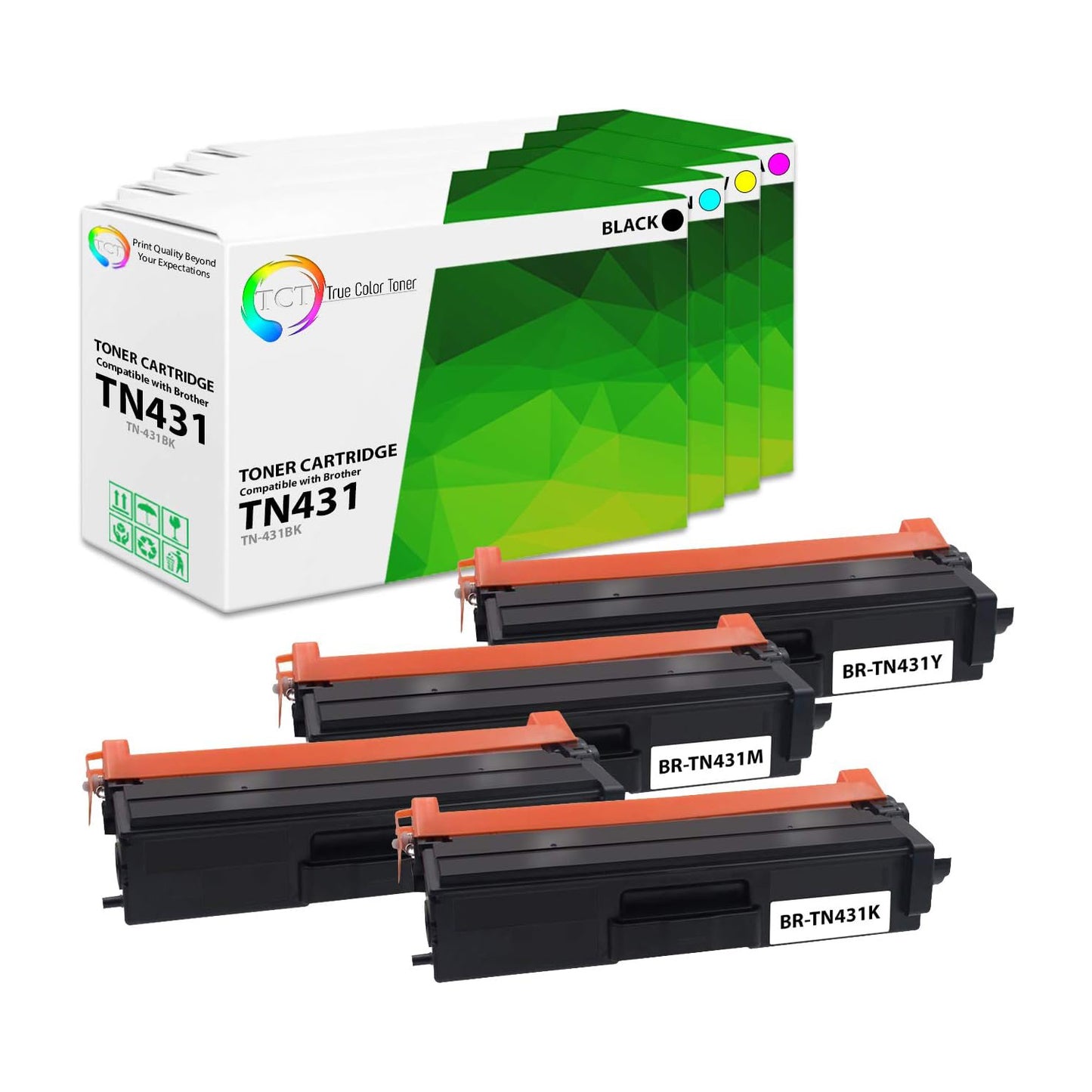 TCT Compatible Toner Cartridge Replacement for the Brother TN431 Series - 4 Pack (BK, C, M, Y)