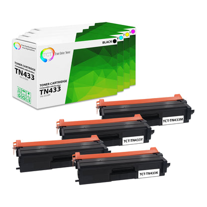 TCT Compatible HY Toner Cartridge Replacement for the Brother TN433 Series - 4 Pack (BK, C, M, Y)