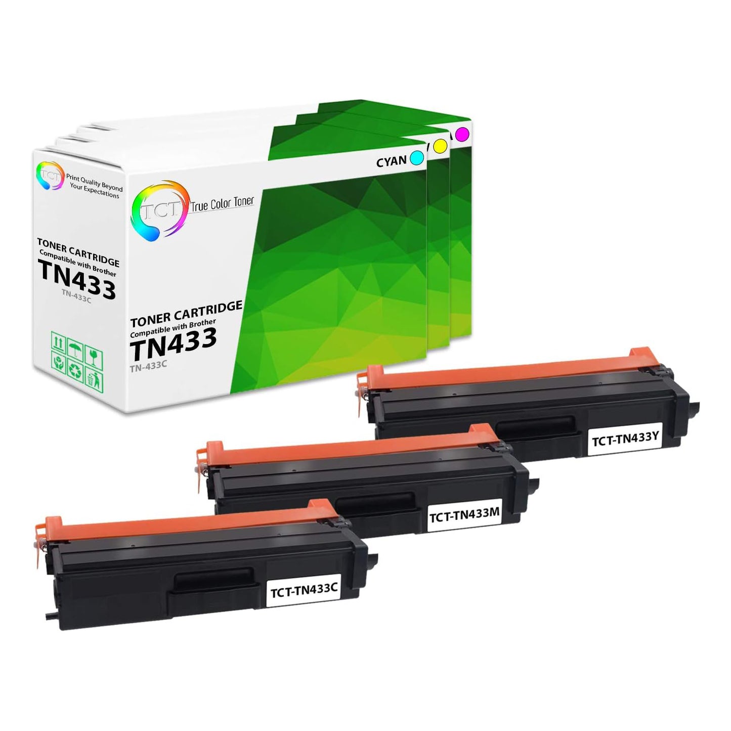 TCT Compatible HY Toner Cartridge Replacement for the Brother TN433 Series - 3 Pack (C, M, Y)