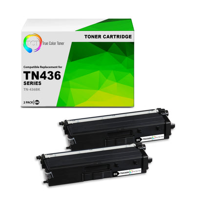 TCT TN436 Black Toner Cartridge 2 Pack - Premium Compatible Replacement for Brother TN-436 TN436BK Black High Yield - True Color Toner