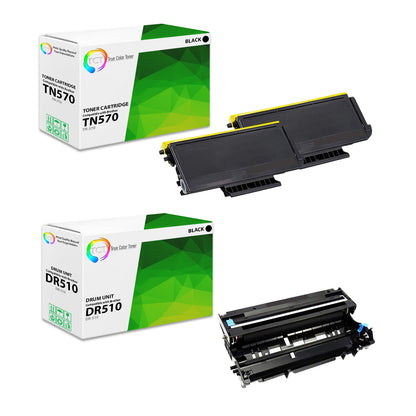 TCT Compatible Toner Cartridge and Drum Replacement for the Brother TN570 DR510 Series - 3 Pack