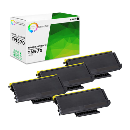 TCT Compatible High Yield Toner Cartridge Replacement for the Brother TN570 Series - 4 Pack Black