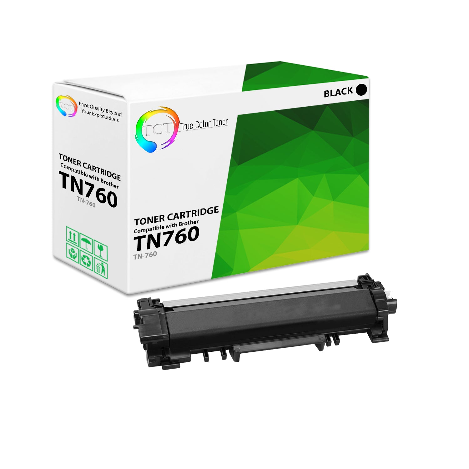TCT Compatible High Yield Toner Cartridge Replacement for the Brother TN760 Series - 1 Pack Black