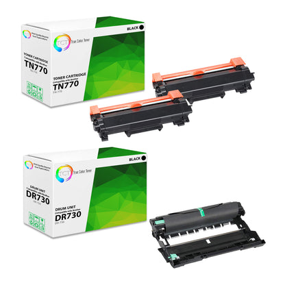 TCT Compatible Toner Cartridge and Drum Replacement for the Brother TN770 DR730 Series - 3 Pack