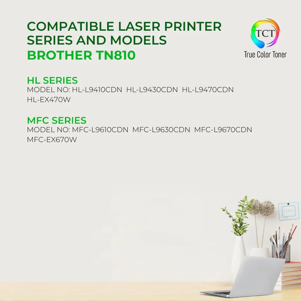 TCT TN810 Black Toner Cartridge 2 Pack - Premium Compatible Replacement for Brother TN810 TN-810 Black - True Color Toner