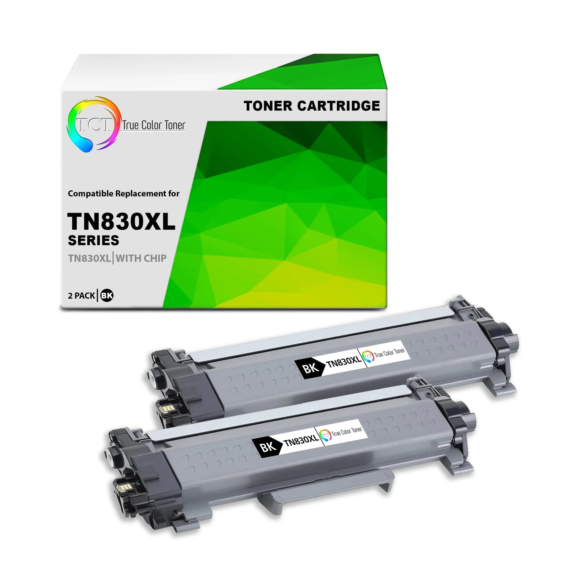 TCT TN830XL Toner Cartridge 2 Pack - Premium Compatible Replacement for Brother TN-830XL High Yield - True Color Toner