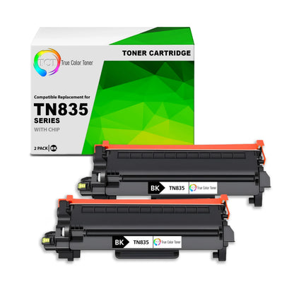 TCT TN835 Black Toner Cartridge 2-Pack – Compatible Replacement for Brother HL-L2865DW MFC-2980DW Printers - True Color Toner