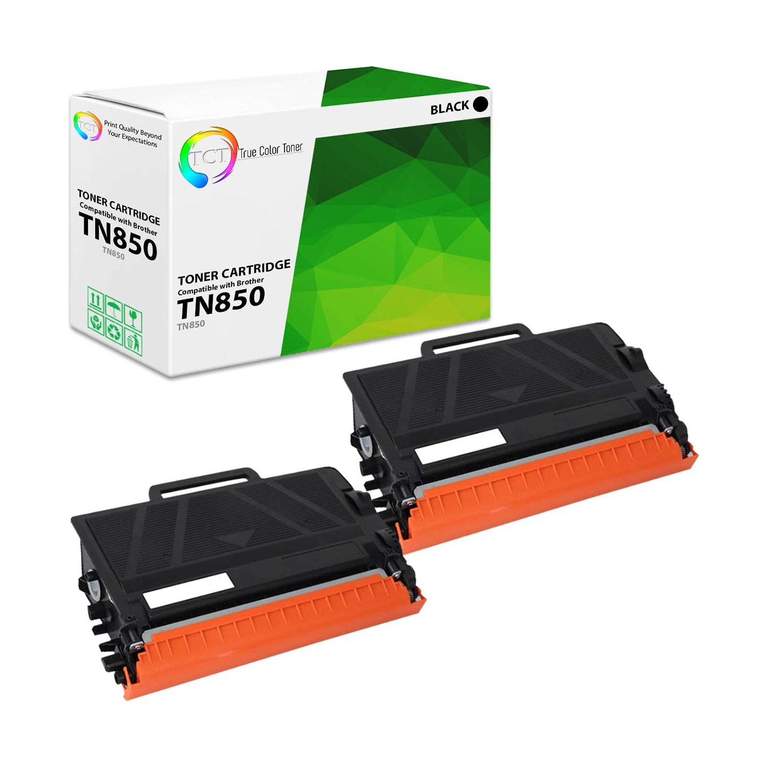 TCT Compatible High Yield Toner Cartridge Replacement for the Brother TN850 Series - 2 Pack Black