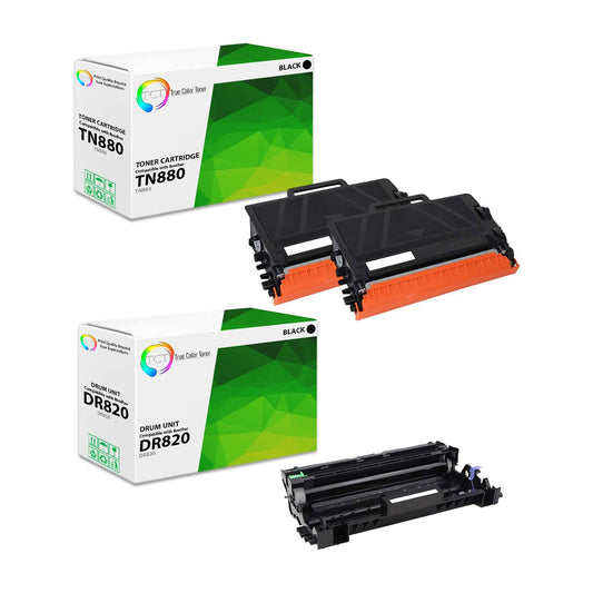 TCT Compatible Toner Cartridge and Drum Replacement for the Brother TN880 DR820 Series - 3 Pack