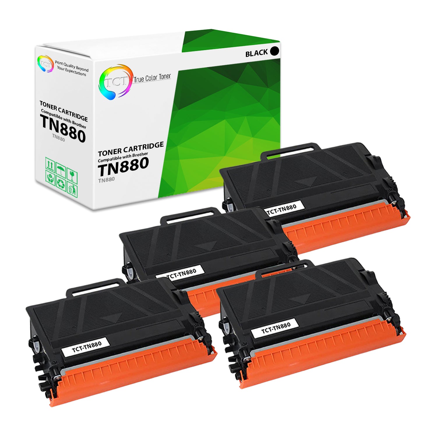 TCT Compatible Super HY Toner Cartridge Replacement for the Brother TN880 Series - 4 Pack Black