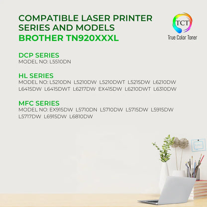 TCT TN920 Toner Cartridge - Premium Compatible Replacement for Brother TN920 TN-920UXXL Super High Yield - True Color Toner