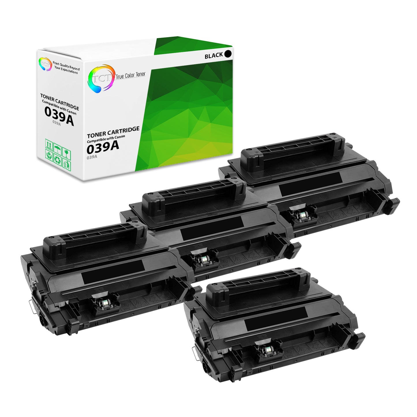 TCT Compatible Toner Cartridge Replacement for the Canon 039 Series - 4 Pack Black