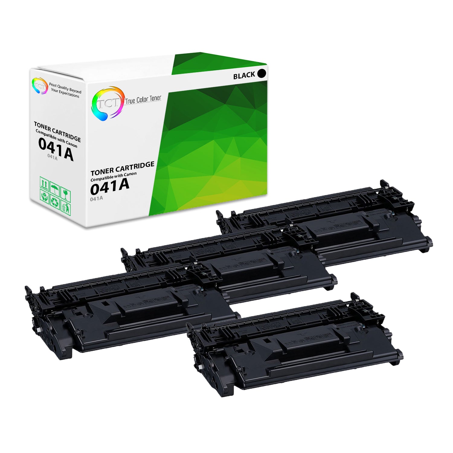 TCT Compatible Toner Cartridge Replacement for the Canon 041 Series - 4 Pack Black