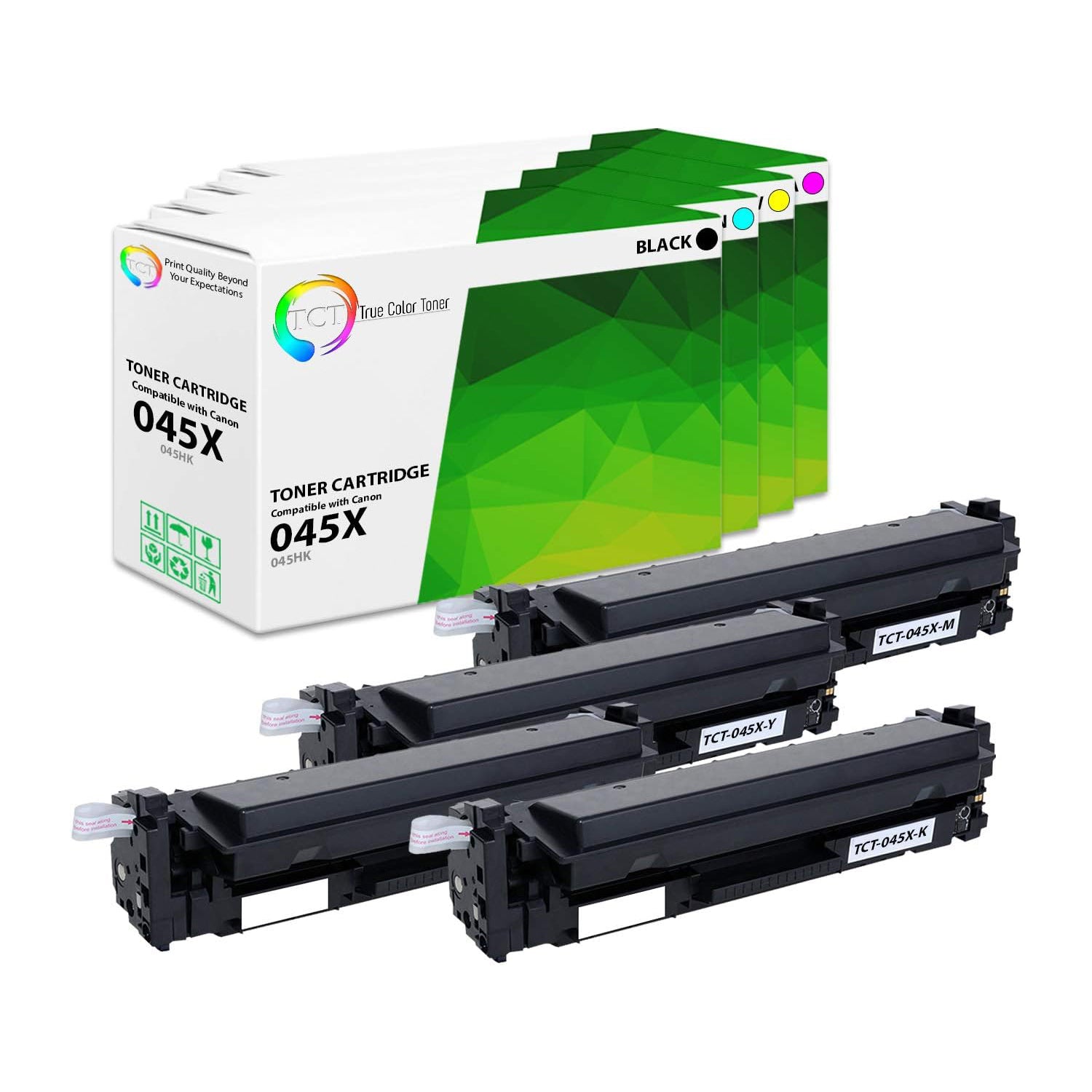 TCT Compatible HY Toner Cartridge Replacement for the Canon 045 Series - 4 Pack (BK, C, M, Y)