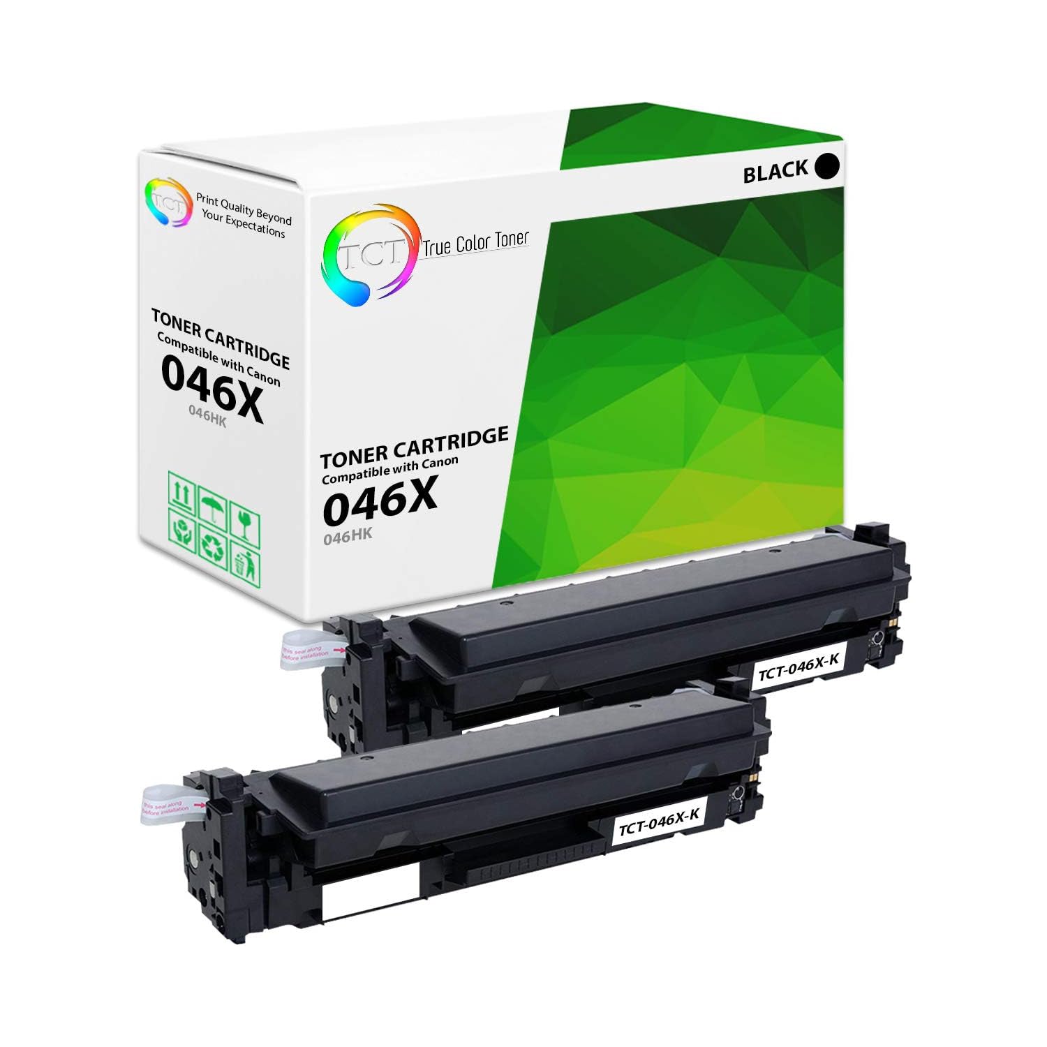 TCT Compatible High Yield Toner Cartridge Replacement for the Canon 046 Series - 2 Pack Black