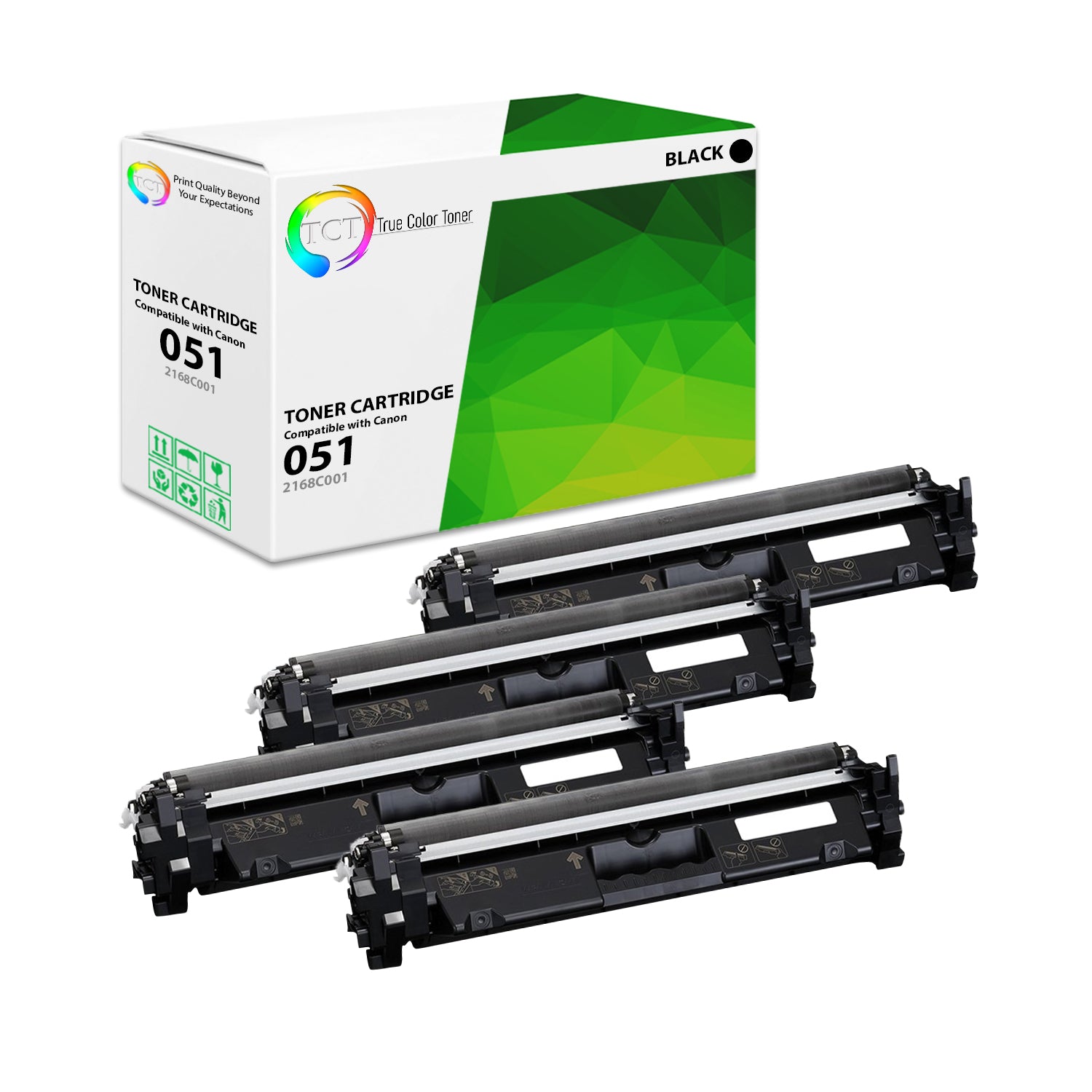 TCT Compatible Toner Cartridge Replacement for the Canon 051 Series - 4 Pack Black