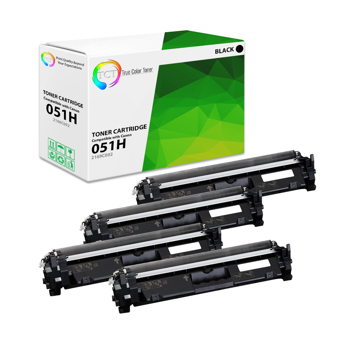 TCT Compatible High Yield Toner Cartridge Replacement for the Canon 051 Series - 4 Pack Black