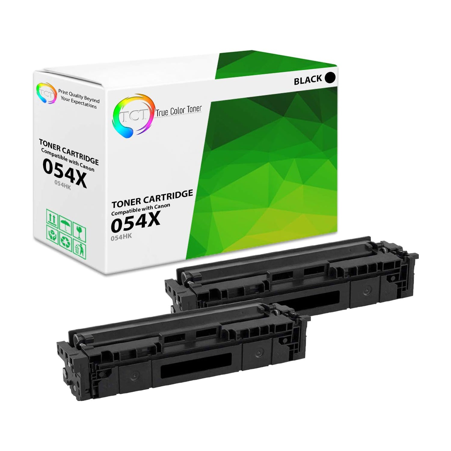 TCT Compatible High Yield Toner Cartridge Replacement for the Canon 054 Series - 2 Pack Black