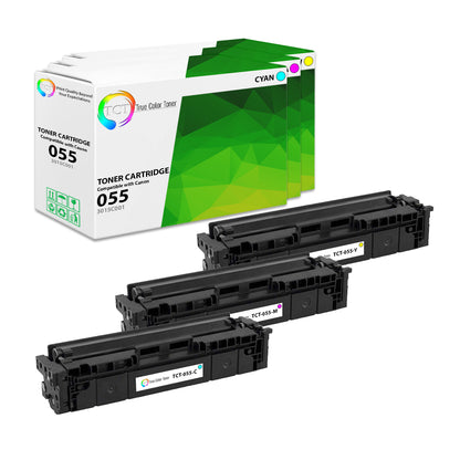TCT Compatible Toner Cartridge Replacement for the Canon 055 Series - 3 Pack (C, M, Y)