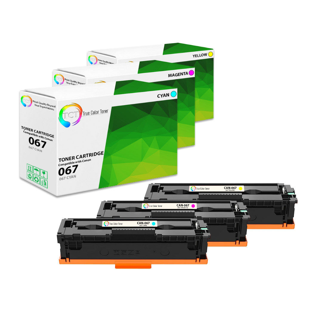 TCT Compatible Toner Cartridge Replacement for the Canon 067 Series - 3 Pack (1C, 1M, 1Y)