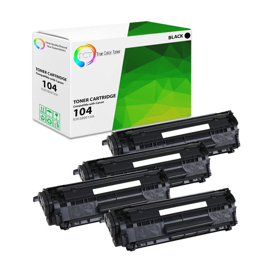 TCT Compatible Toner Cartridge Replacement for the Canon 104 Series - 4 Pack Black