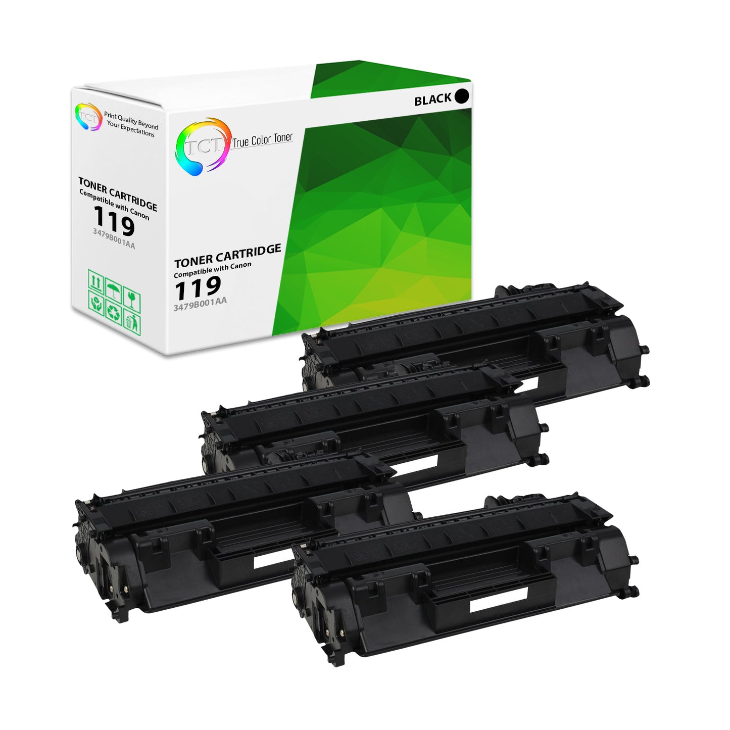 TCT Compatible Toner Cartridge Replacement for the Canon 119 Series - 4 Pack Black