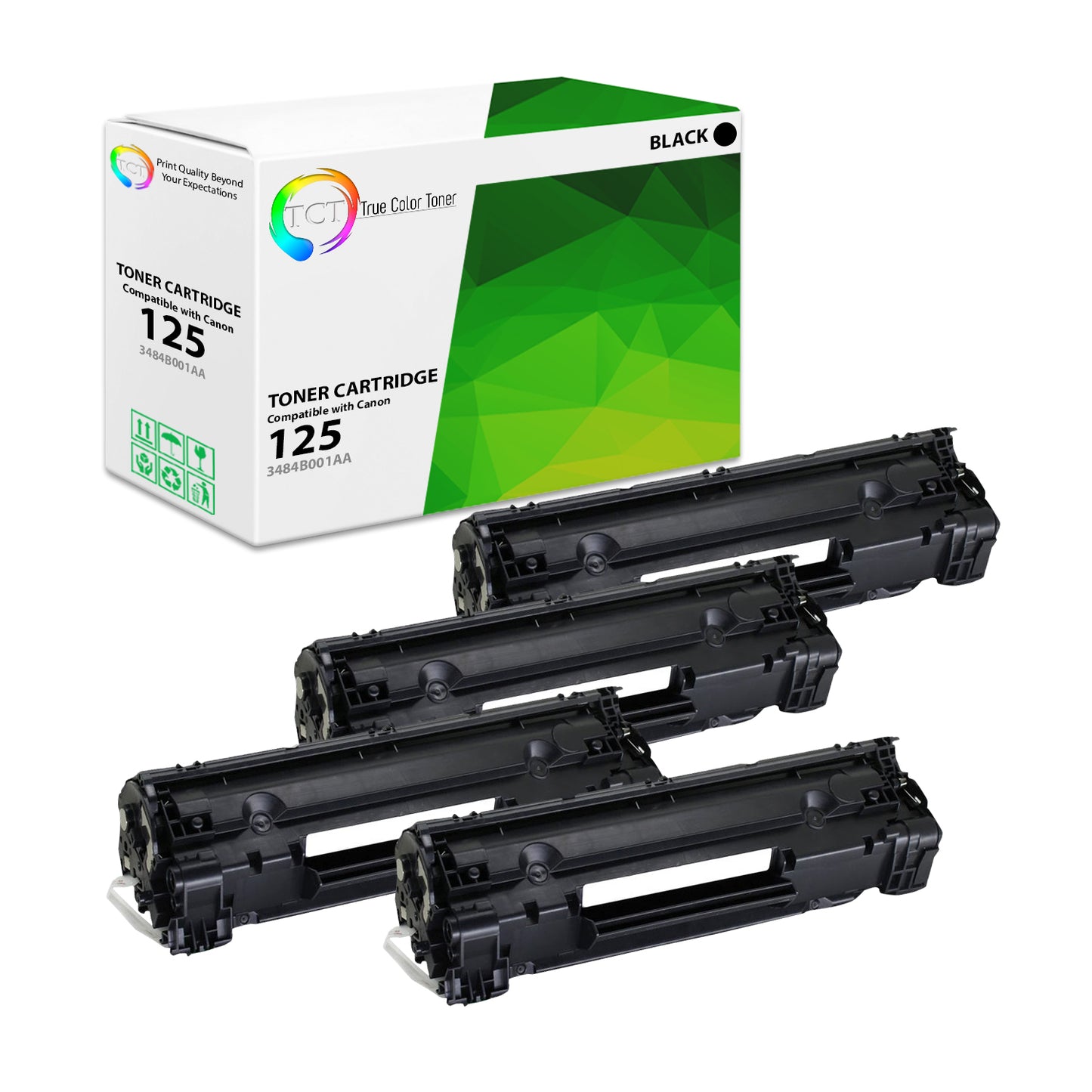 TCT Compatible Toner Cartridge Replacement for the Canon 125 Series - 4 Pack Black