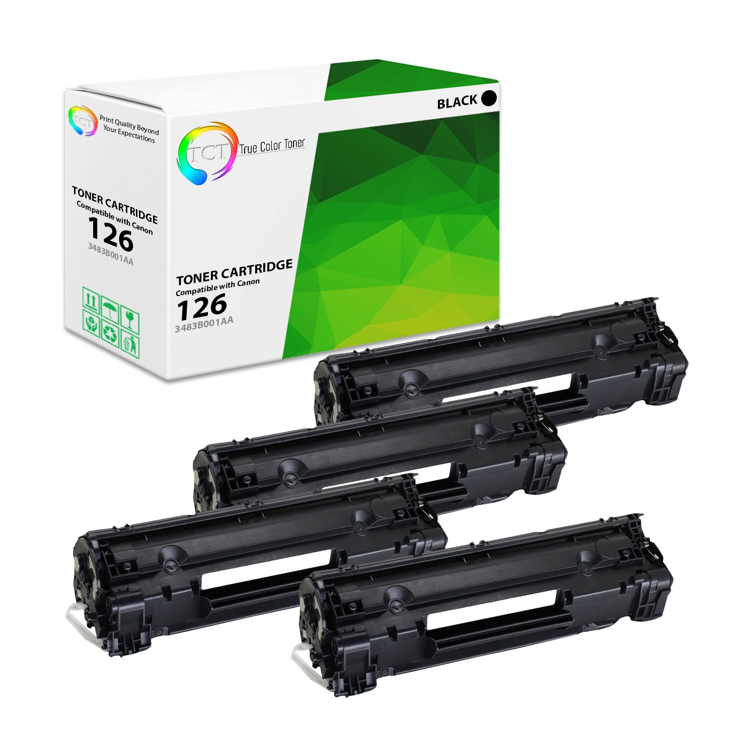 TCT Compatible Toner Cartridge Replacement for the Canon 126 Series - 4 Pack Black
