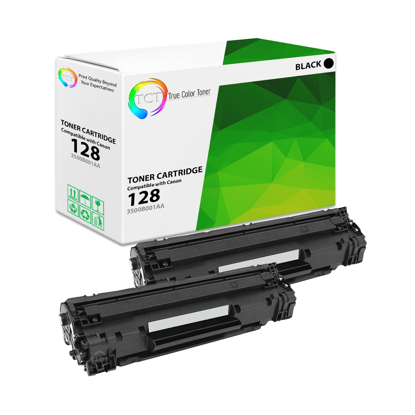 TCT Compatible Toner Cartridge Replacement for the Canon 128 Series - 2 Pack Black
