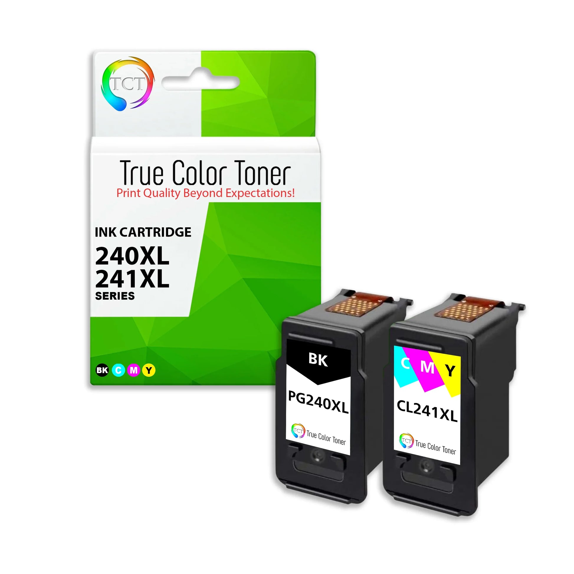 TCT 240XL 241XL Ink Cartridge 2 Pack - Premium Compatible Replacement for Canon 240XL 241XL 5206B001 5208B001 High Yield - True Color Toner