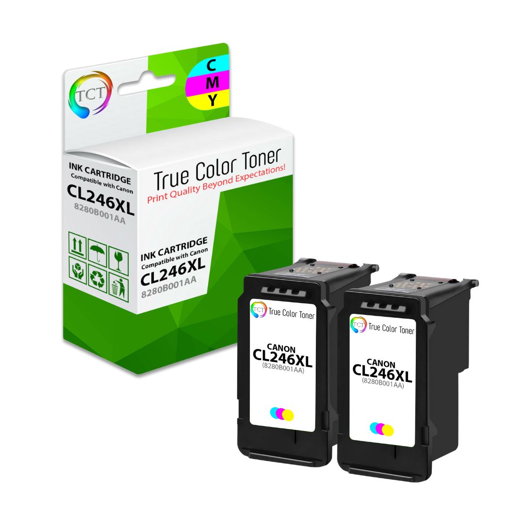 TCT Compatible High Yield Ink Cartridge Replacement for the Canon CL246XL Series - 2 Pack Tri-Color