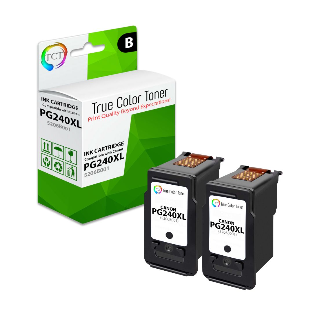 TCT Compatible High Yield Ink Cartridge Replacement for the Canon PG240XL Series - 2 Pack Black