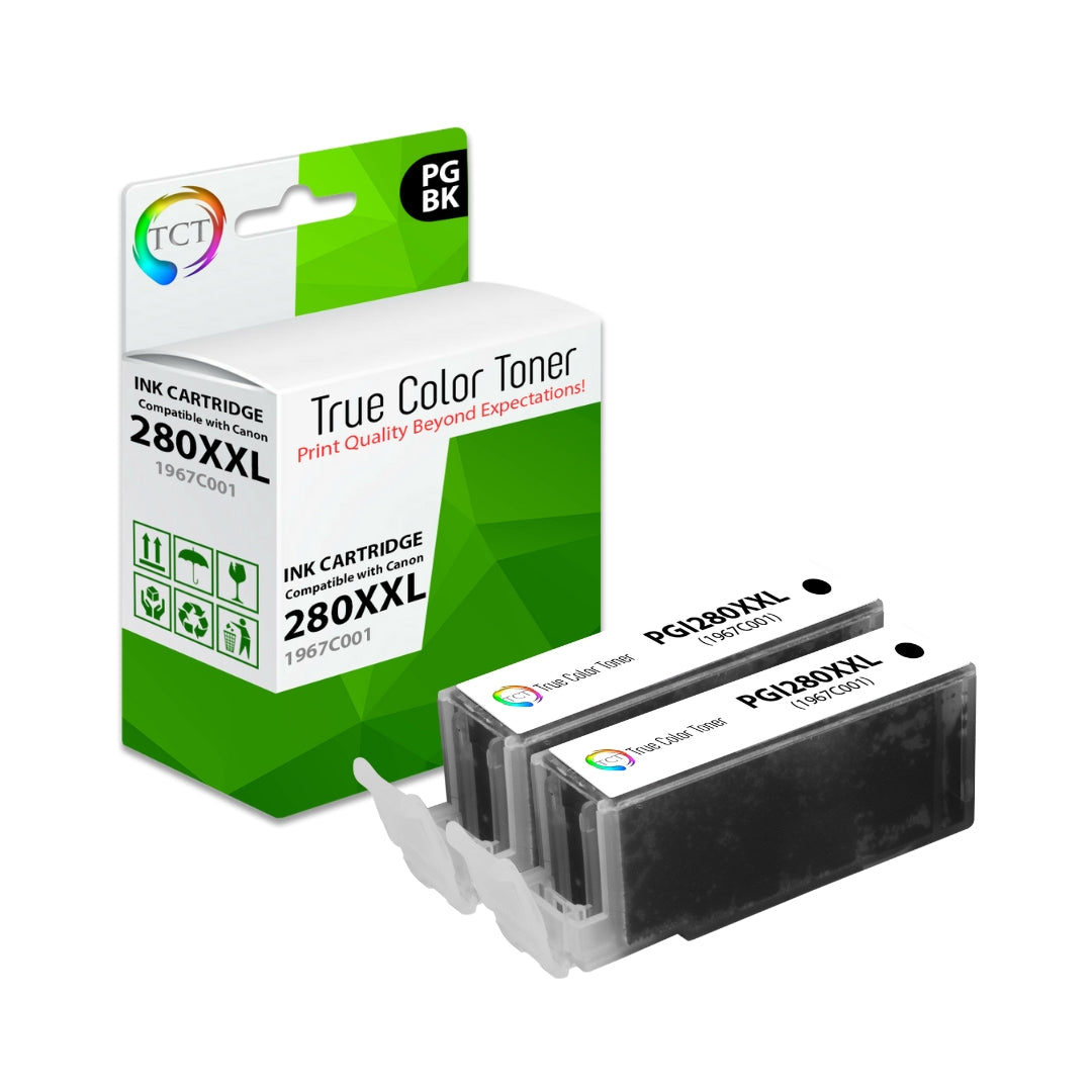 TCT Compatible Super HY Ink Cartridge Replacement for the Canon PGI280XXL Series - 2 Pack Pigment Black