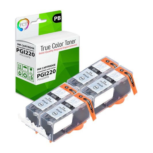 TCT Compatible Ink Cartridge Replacement for the Canon PGI-220 Series - 4 Pack Pigment Black