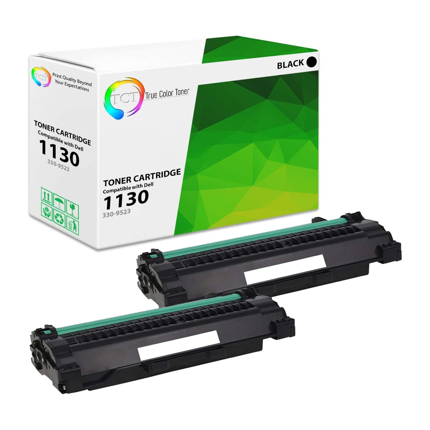 TCT Compatible Toner Cartridge Replacement for the Dell 1130 Series - 2 Pack Black